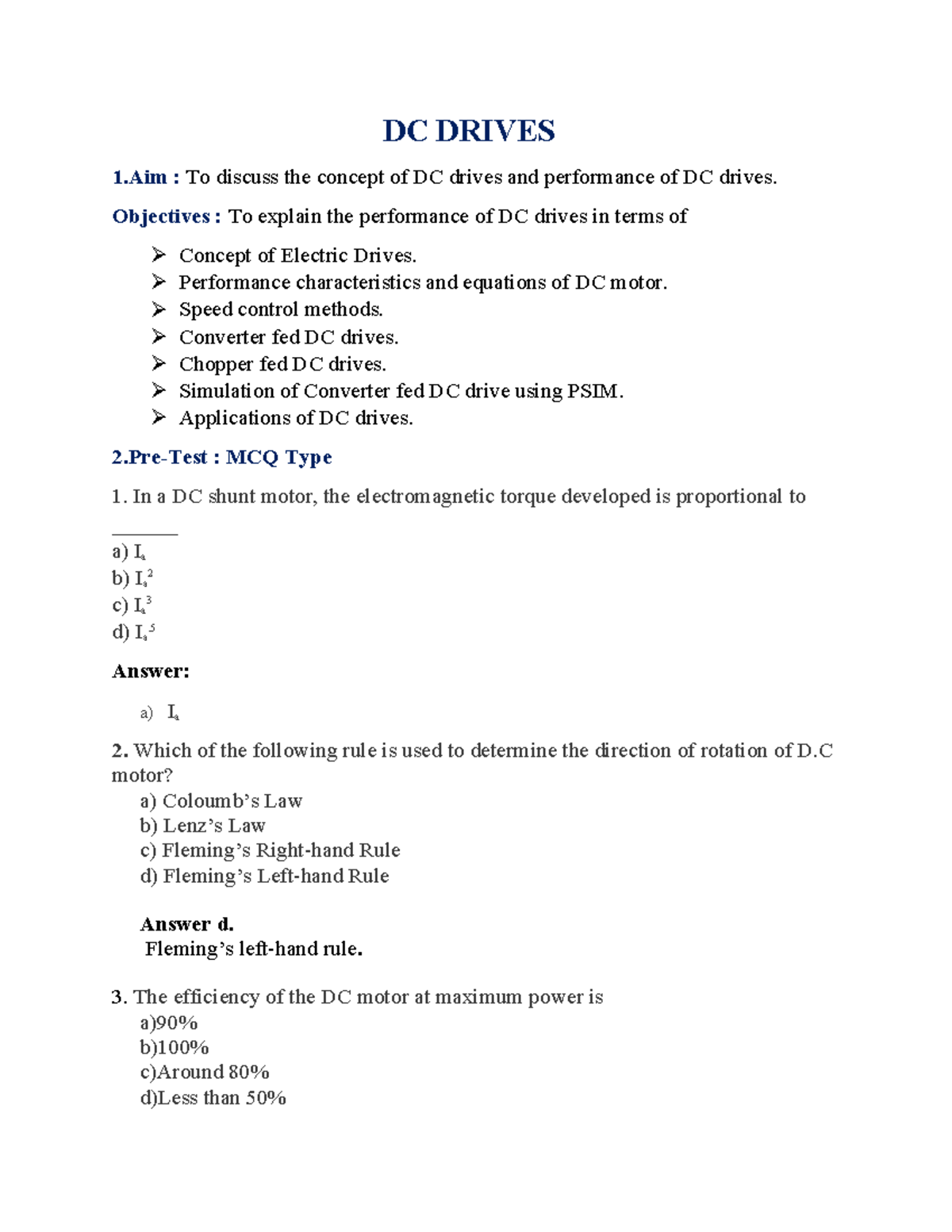 Dcdrives - Nothing - DC DRIVES 1 : To discuss the concept of DC drives ...