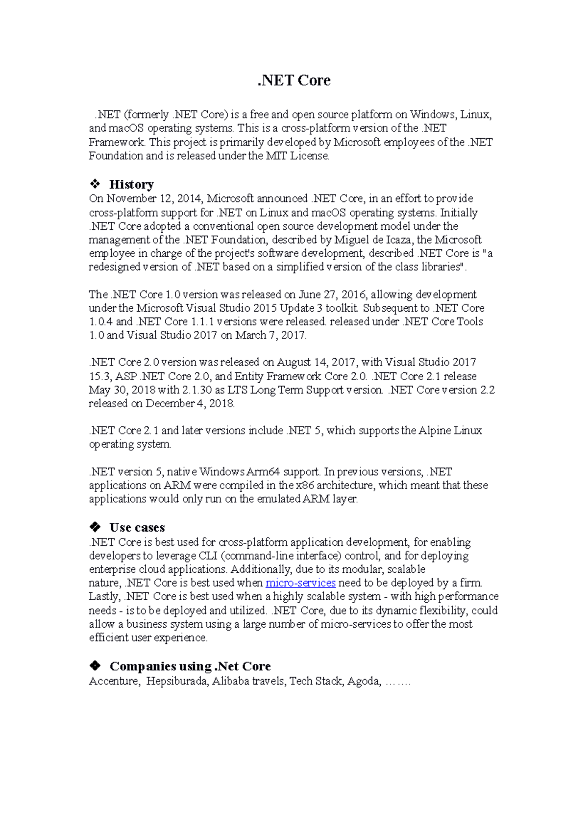 Mid term exam Core (formerly Core) is a free and