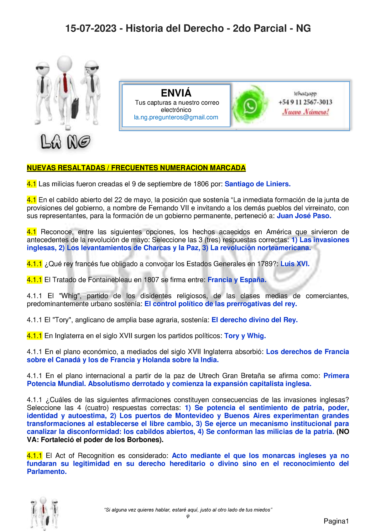 15-07-2023 - Historia Del Derecho - 2do Parcial - NG🍀(1)-1 - “Si Alguna ...