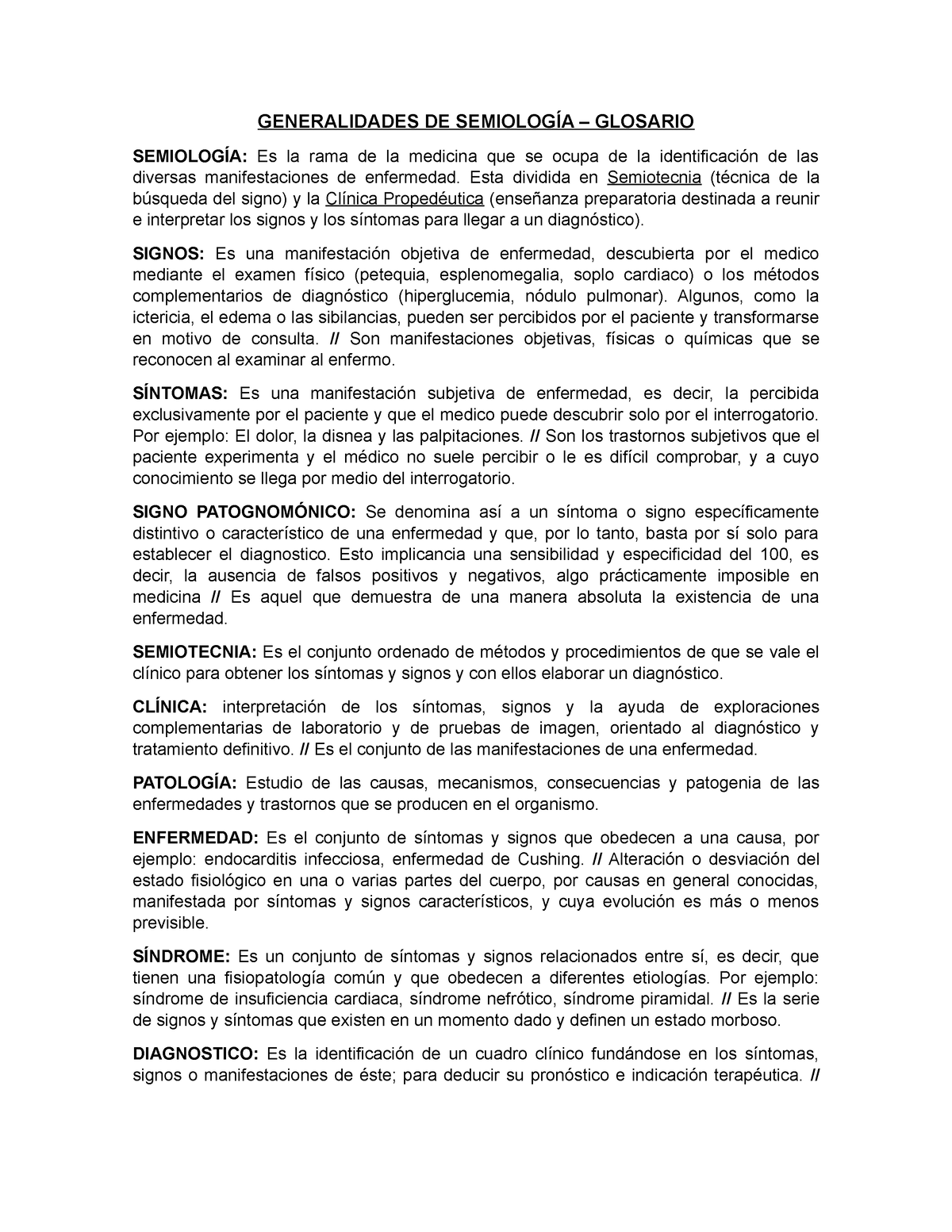 Generalidades De Semiología Generalidades De SemiologÍa Glosario SemiologÍa Es La Rama De 4454