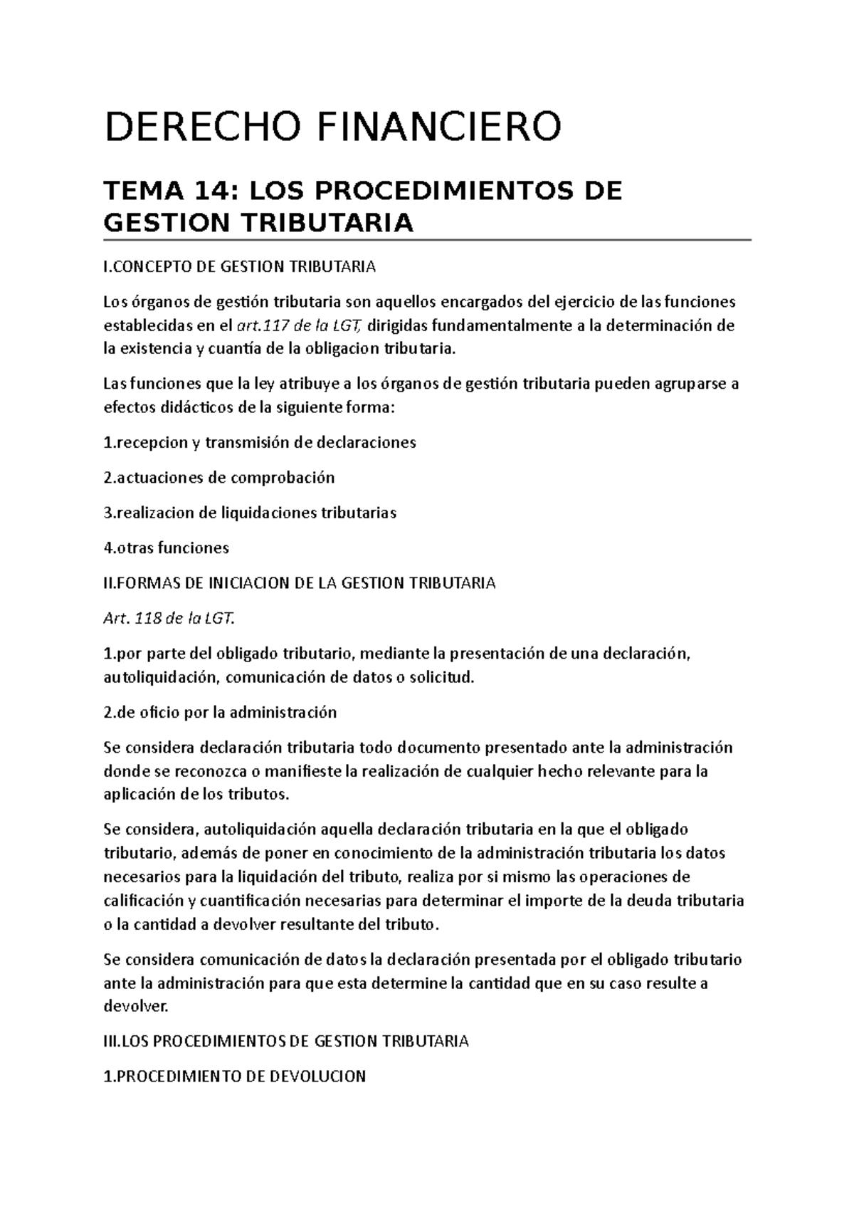 Tema 14 Resumen Manual De Derecho Financiero Y Tributario Parte