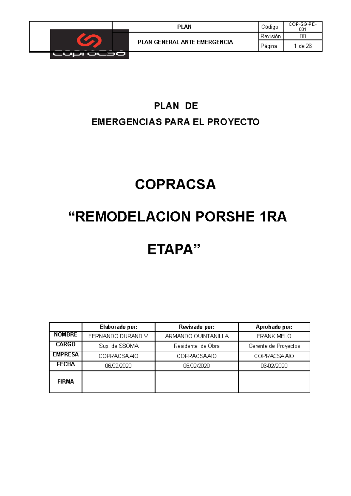 23. Anexo 20 - Plan de Contingencia y Respuesta ante Emergencias - PLAN ...