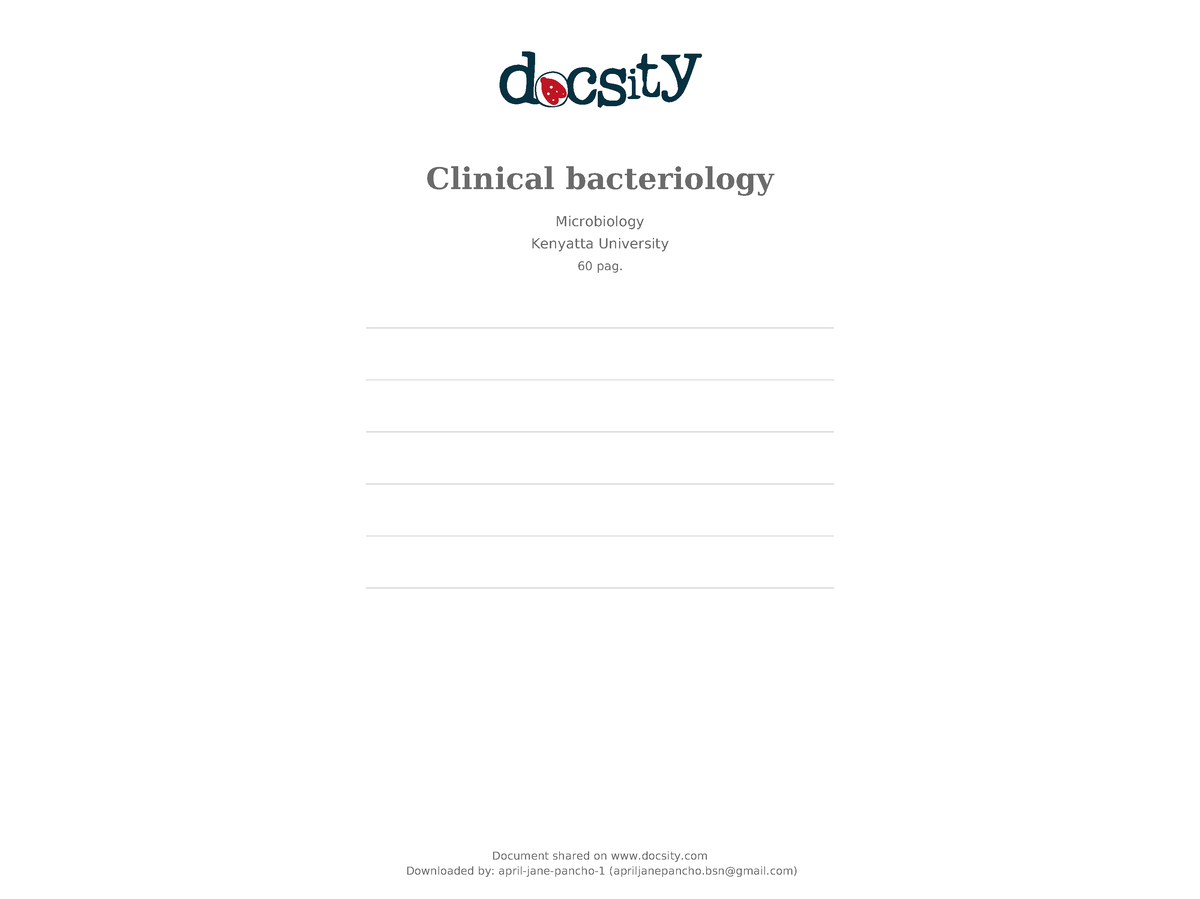 Docsity-clinical-bacteriology - Clinical bacteriology Microbiology ...