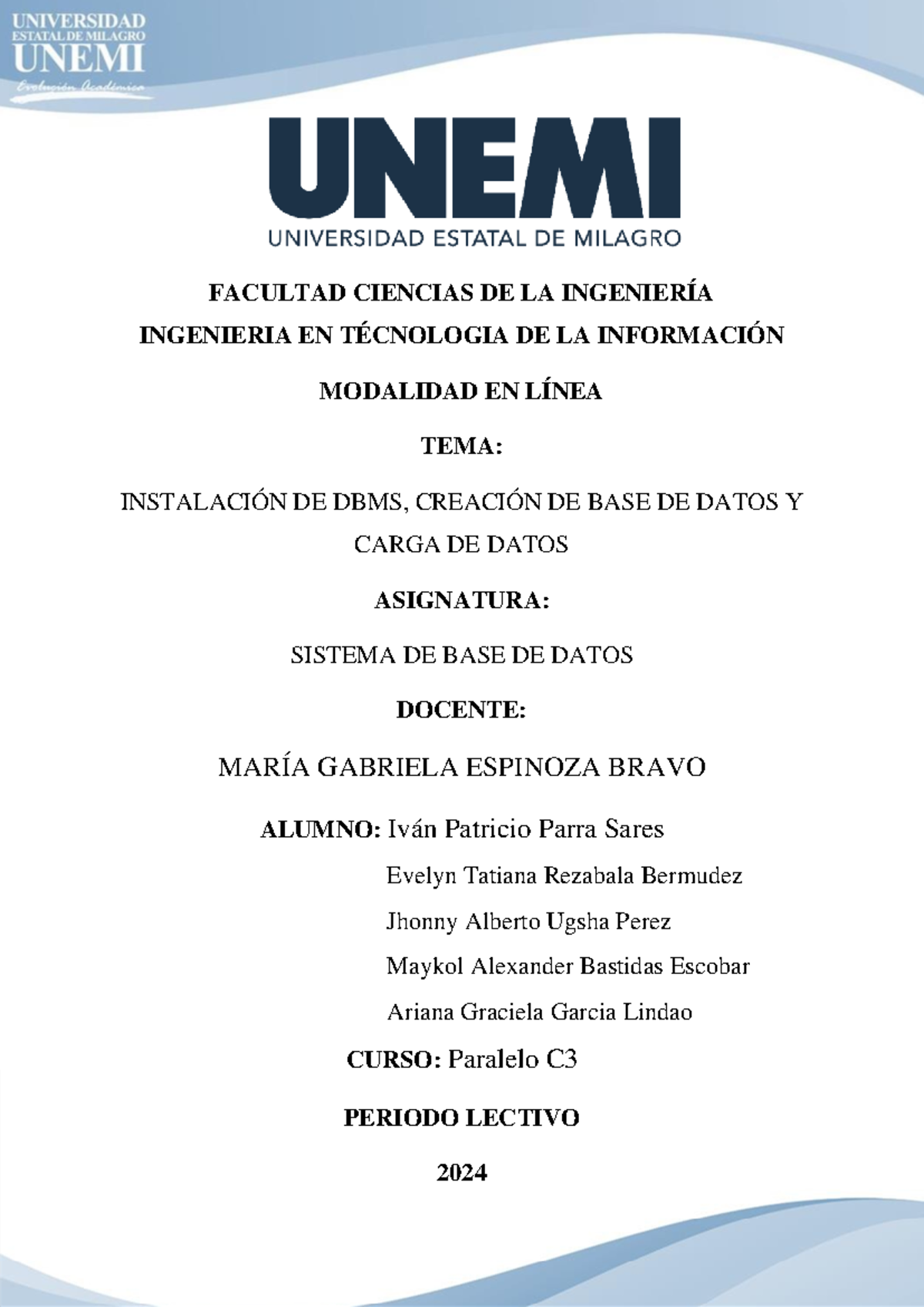 Trabajo Práctico Experimental C3 - copia - FACULTAD CIENCIAS DE LA ...