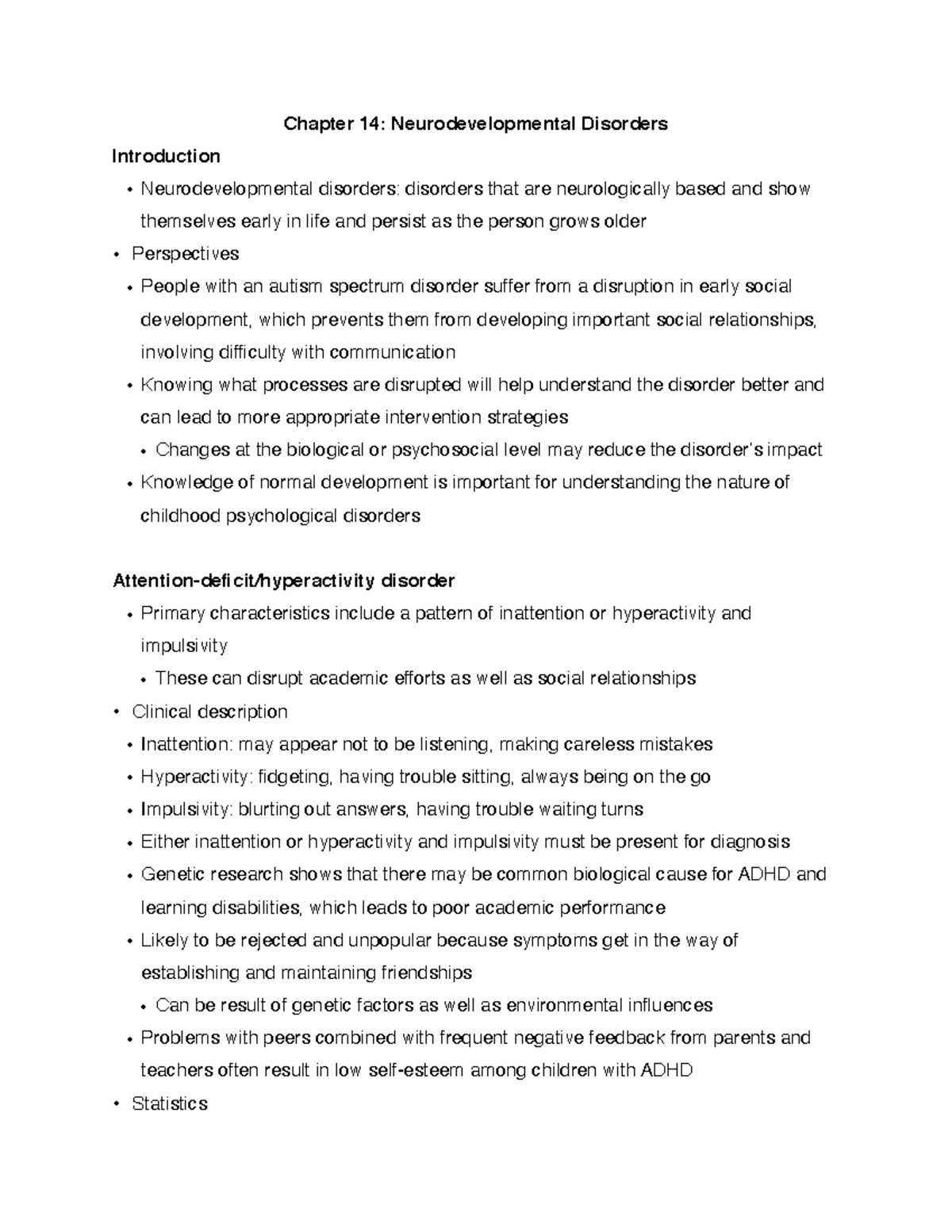 Chapter 14- Neurodevelopmental Disorders - Chapter 14 ...