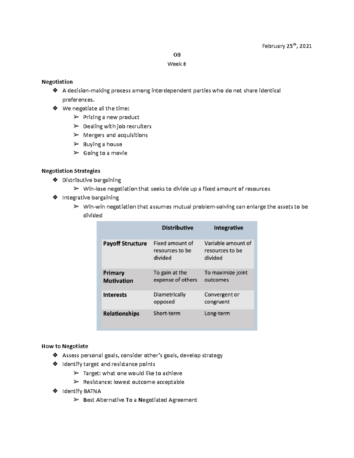 OB – Session 12 - Lecture notes 12 - February 25th, 2021 OB Week 6 ...