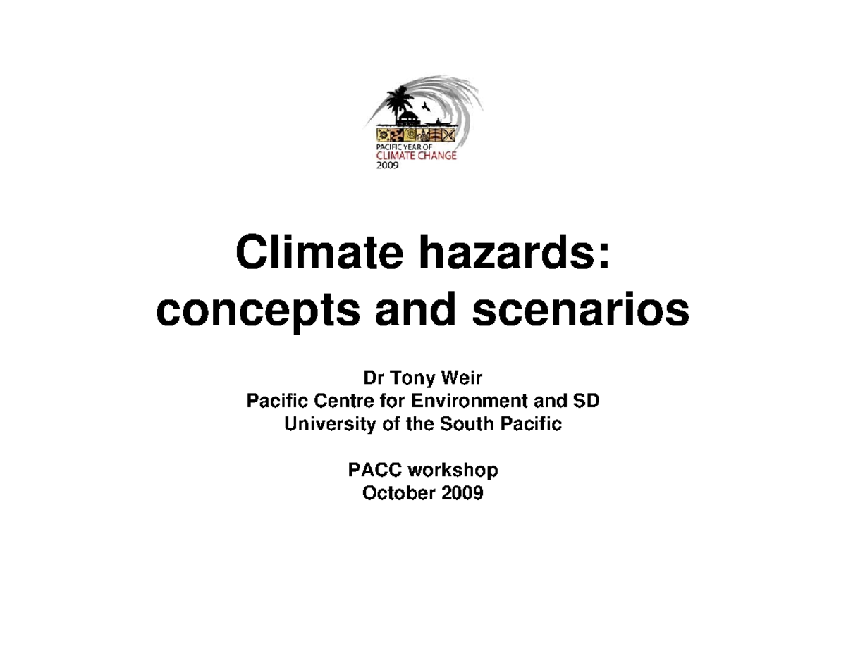 Climate Change Concepts - Climate hazards: concepts and scenarios Dr ...