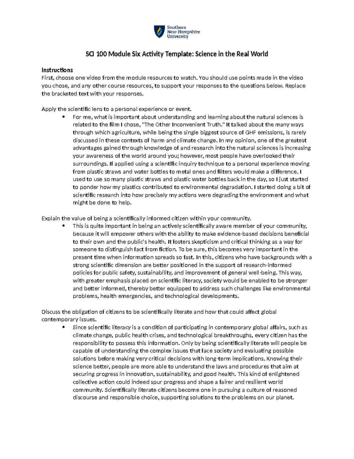 6-1 Activity Science in the Real World Devin Saad - SCI 100 Module Six ...