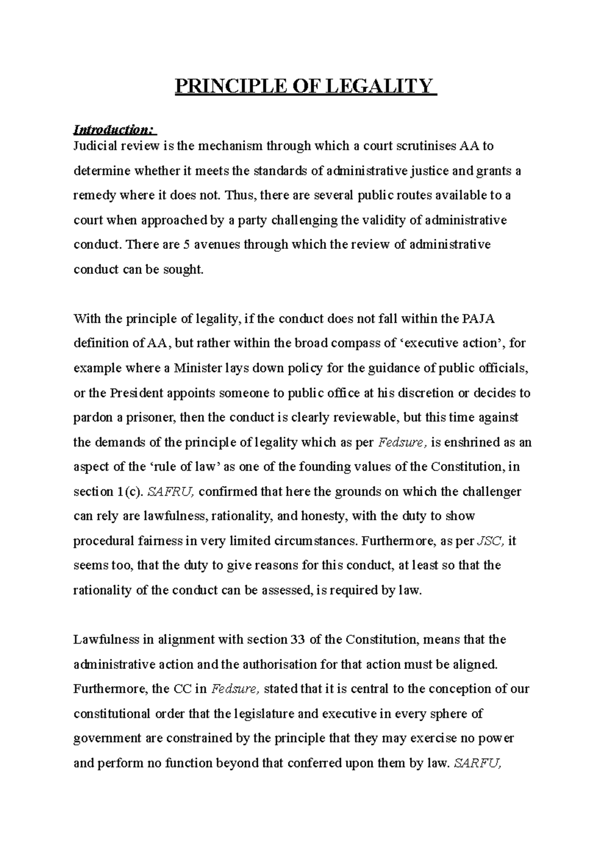 Principle OF Legality Strcture - PRINCIPLE OF LEGALITY Introduction ...