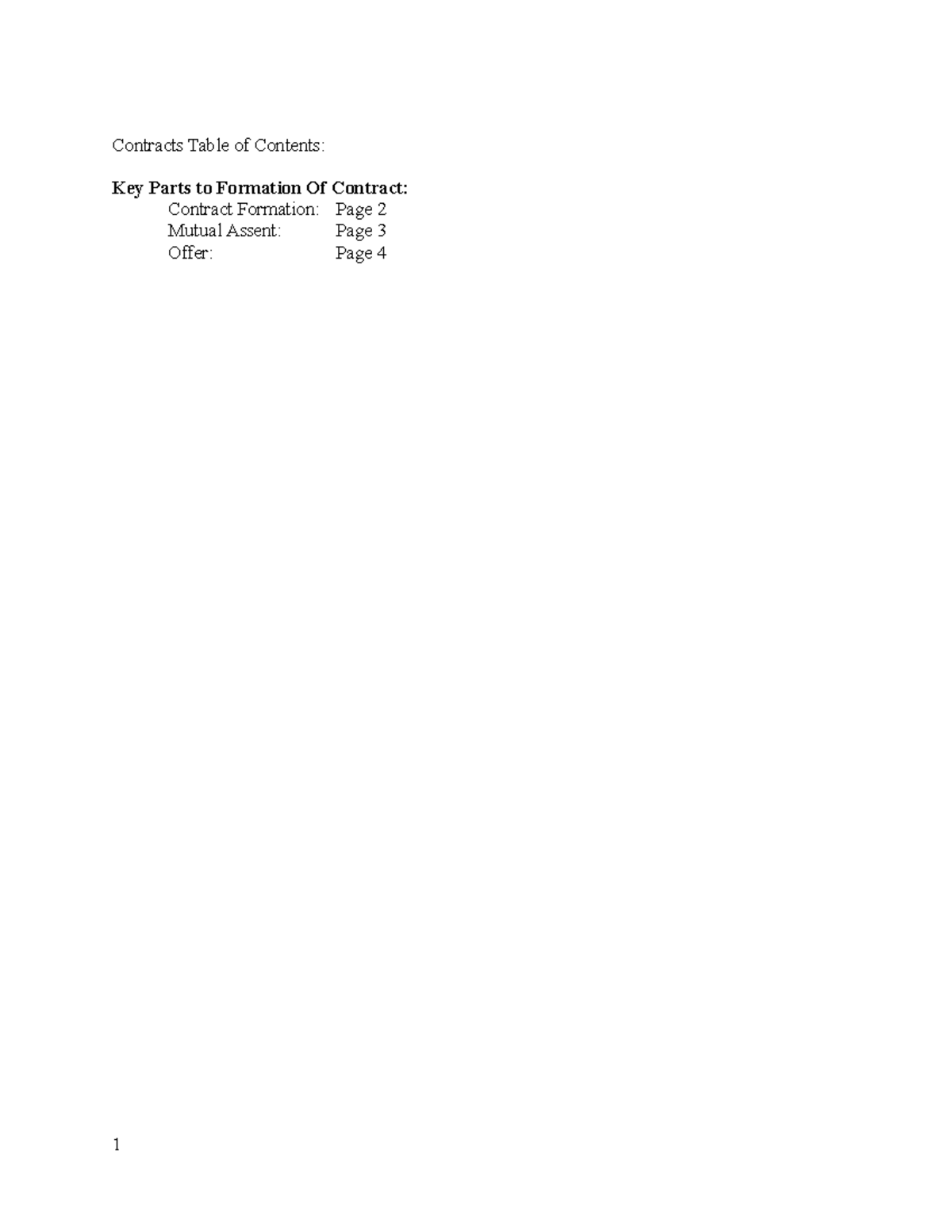 Contracts Outline for Final - Contracts Table of Contents: Key Parts to ...