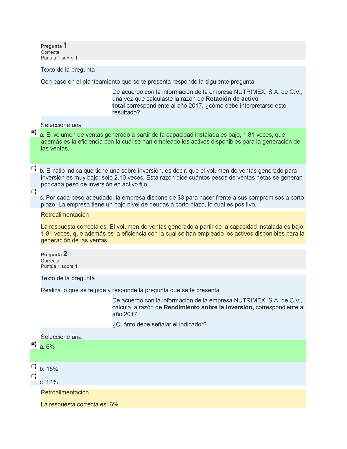 EA6 Analisis Financiero Contabilidad - Pregunta 1 Correcta Puntúa 1 ...