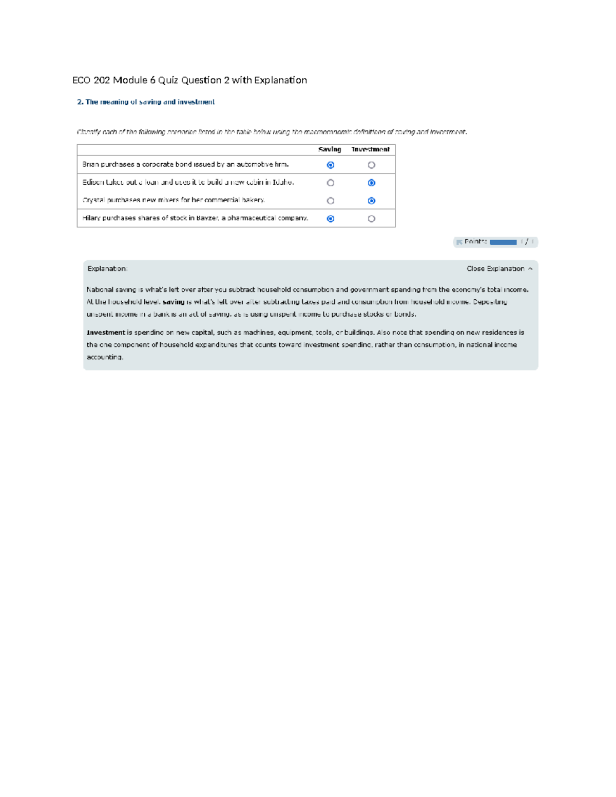 ECO 202 Module 6 Quiz Question 2 With Explanation - ECO202 - ECO 202 ...