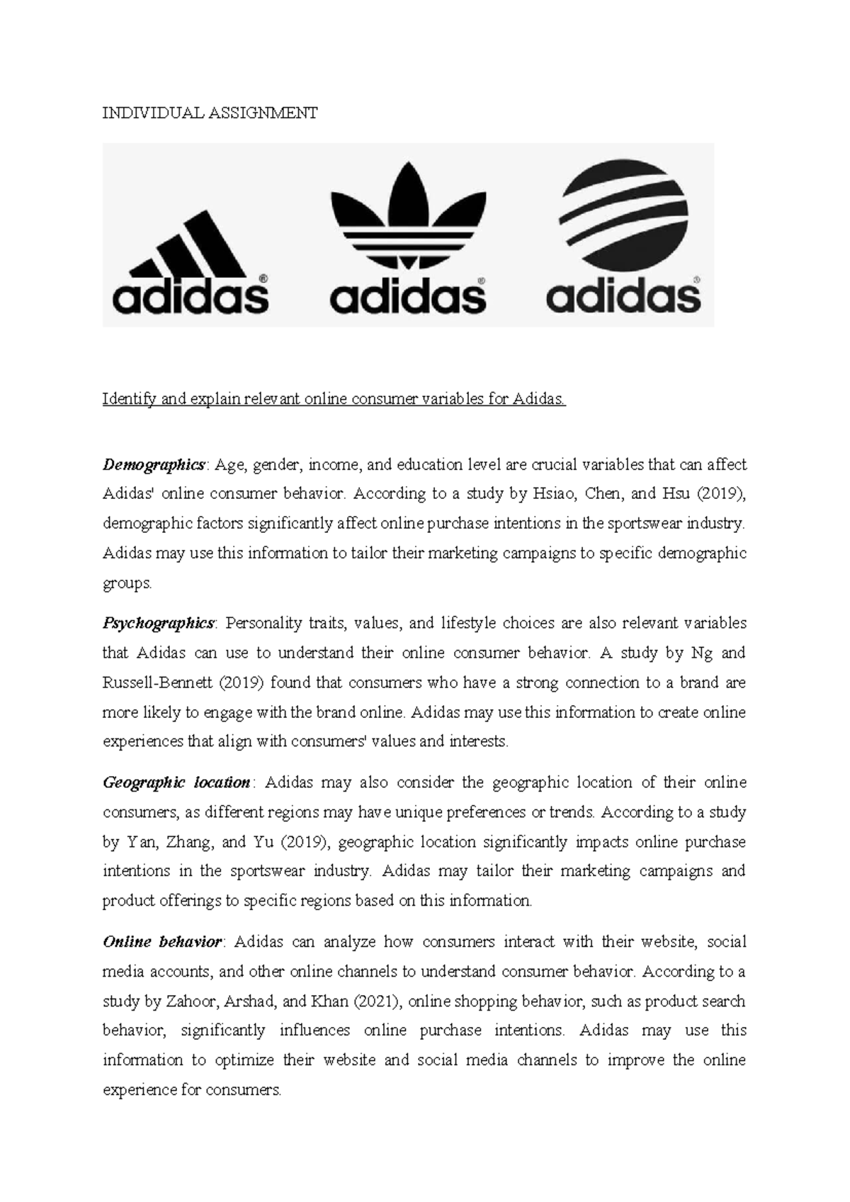 assignment adidas company