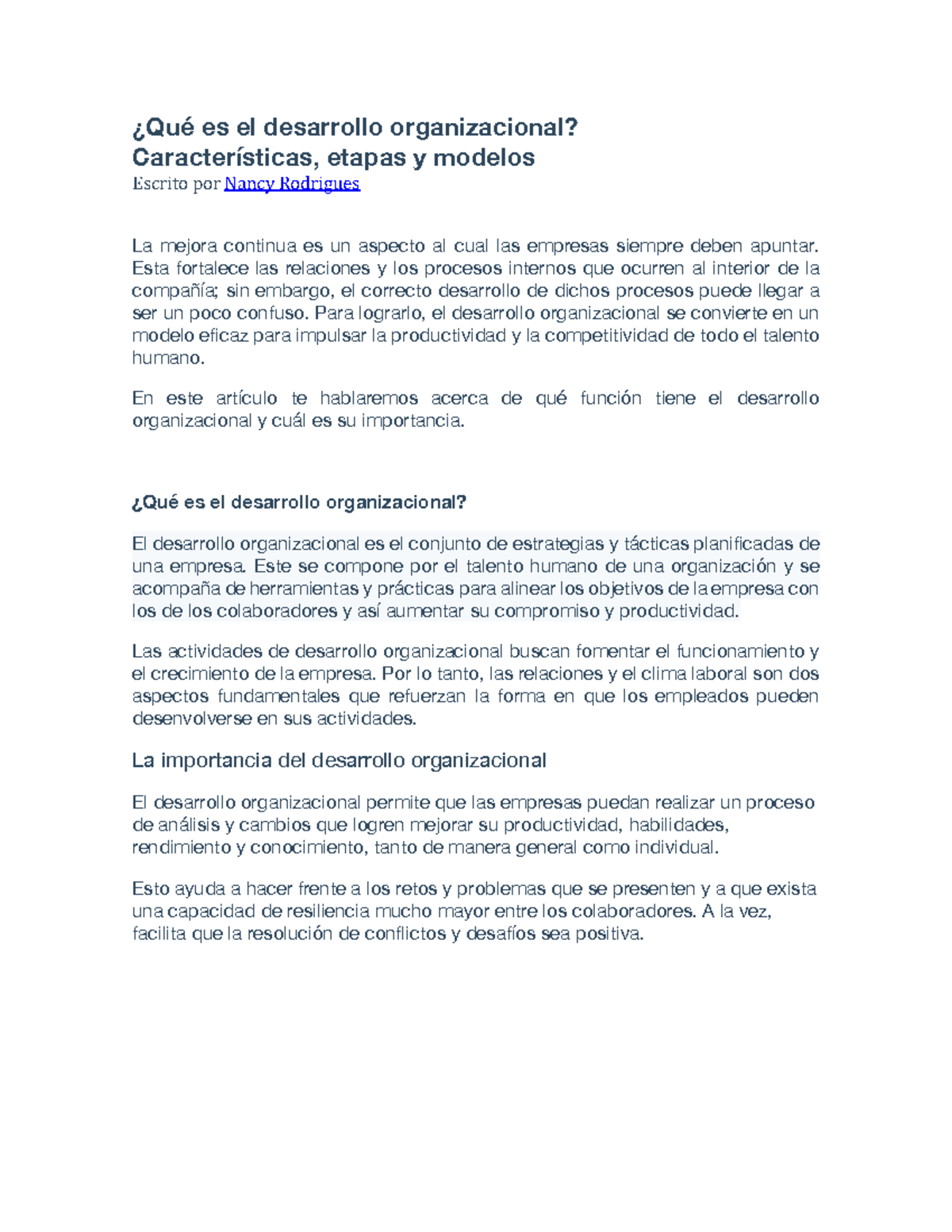 Qué Es Desarrollo Organizacional Y Por Que Es Importante En Las ...