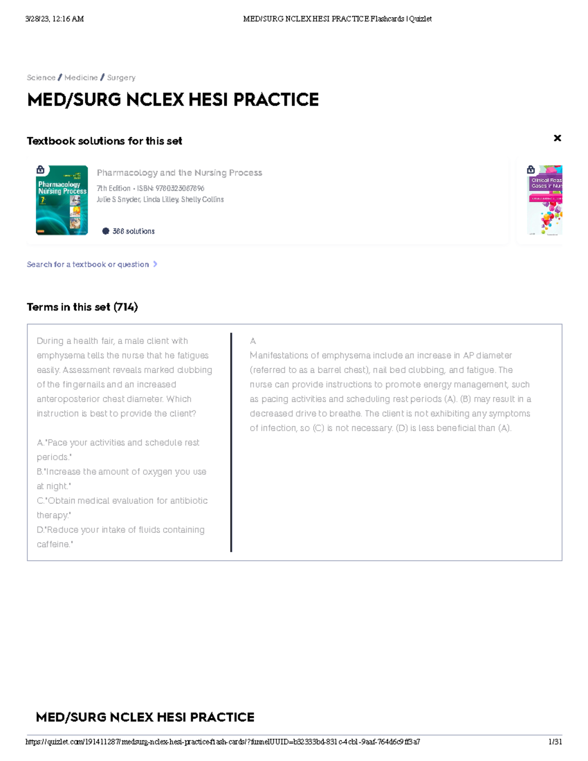 MEDSURG Nclex HESI Practice quizlet MED/SURG NCLEX HESI PRACTICE