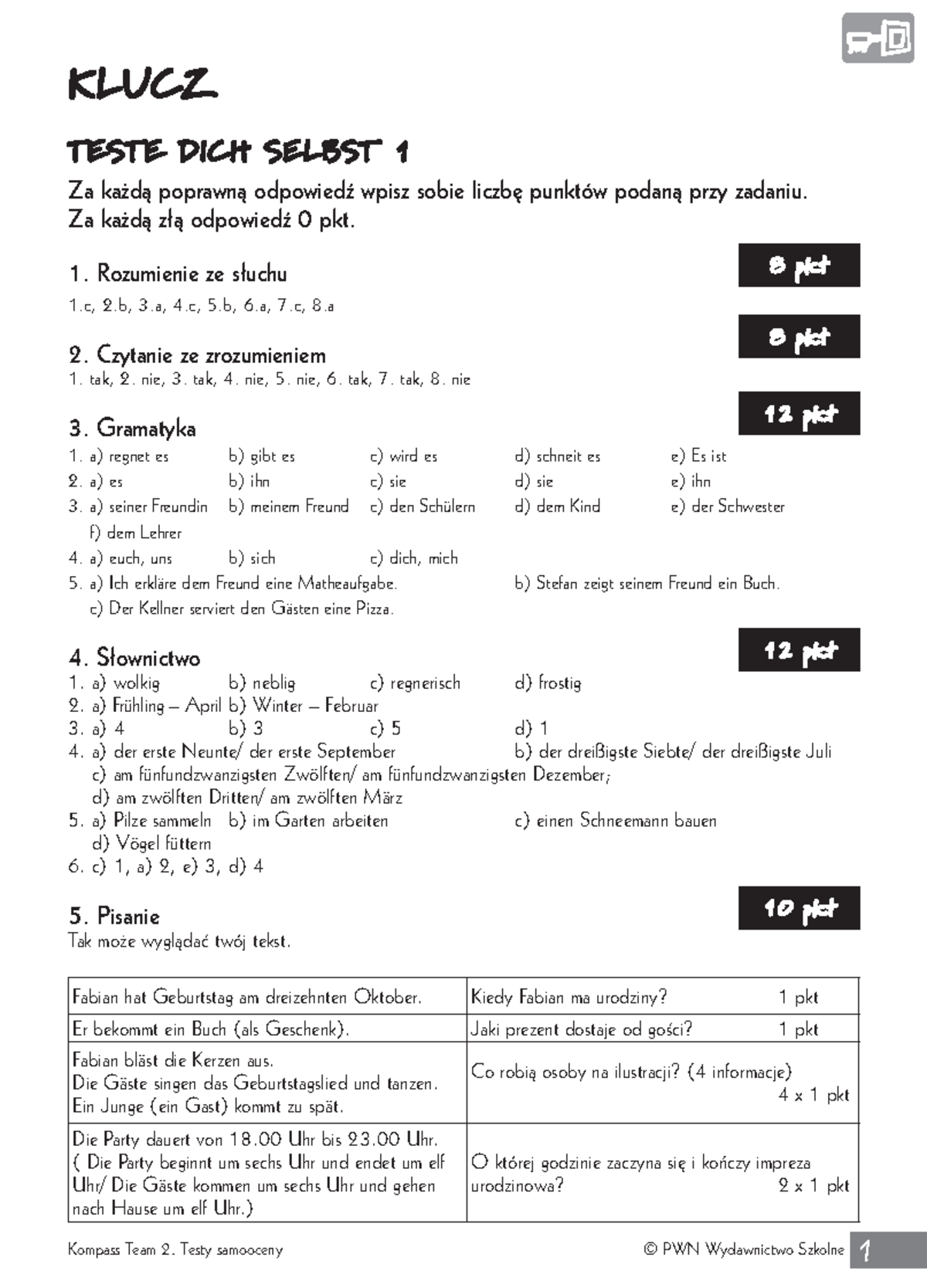 Sprawdzian Niemiecki Kompass 2 Kapitel 3 www.studocu.com