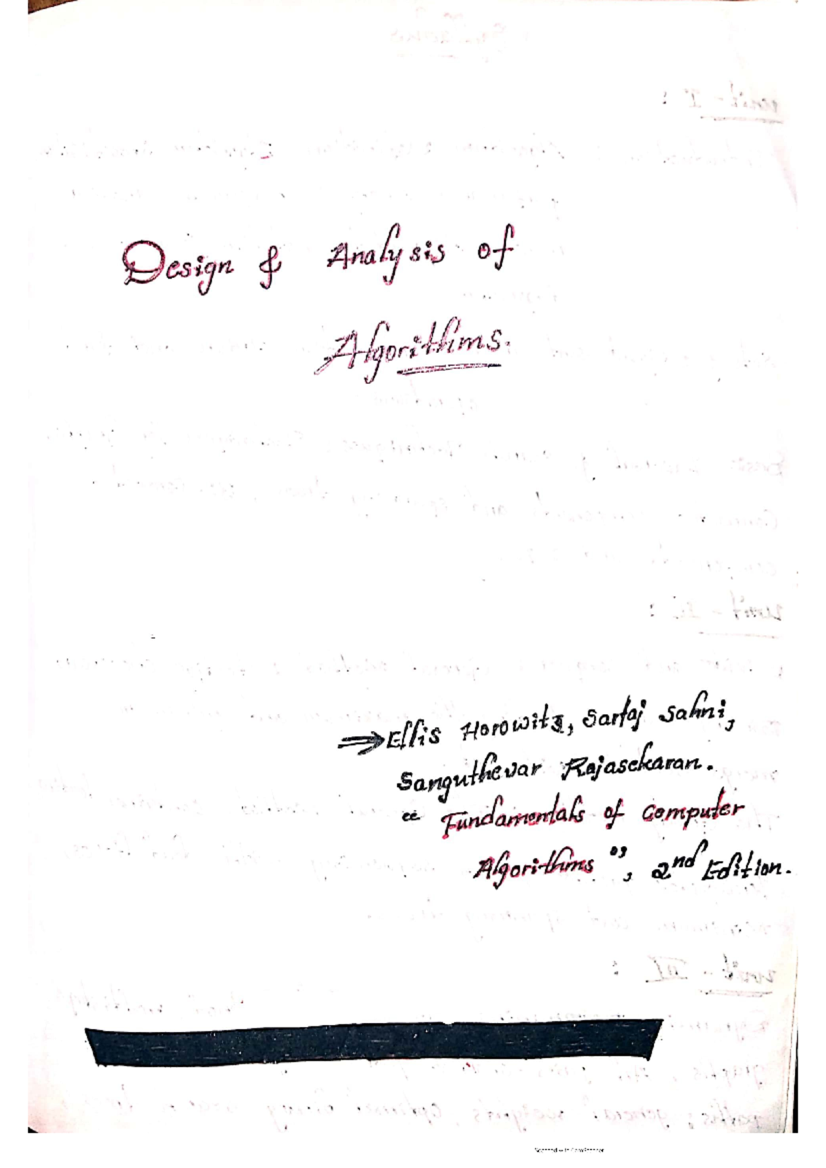 Daa Unit 1 Design Analysis Of Algorithms Ellis Horowitz Sartaj Sahni Sanguthevar Rajasekaran