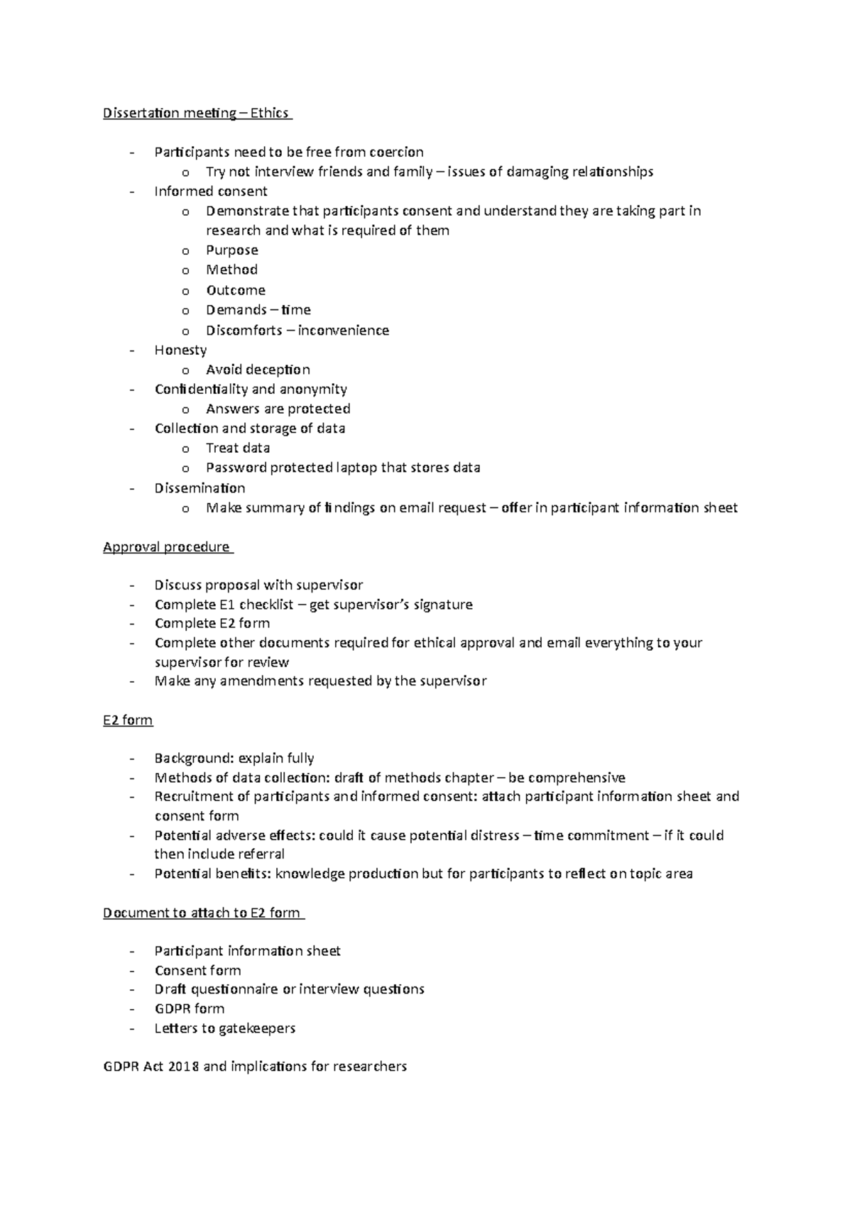 Dissertation Ethics - U26199 - Brookes - Studocu
