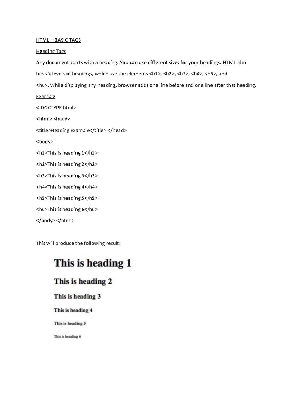 Basic html tags - Seminar notes in pdf format - HTML – BASIC TAGS ...