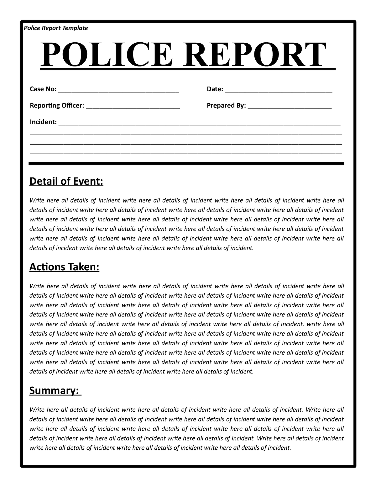 police file template