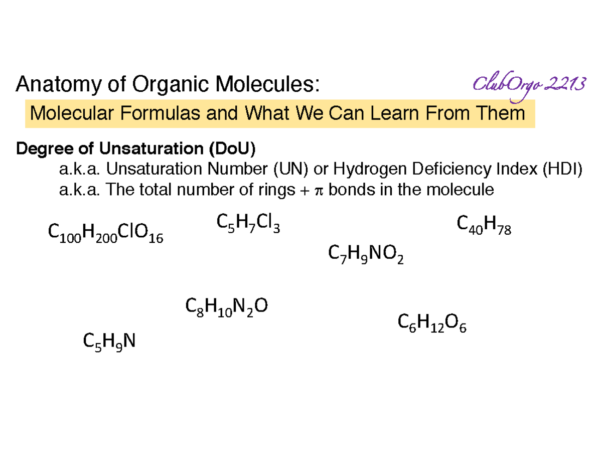 Do U+for+posting - Lecture notes 5 - Degree of Unsaturation (DoU) a.k ...