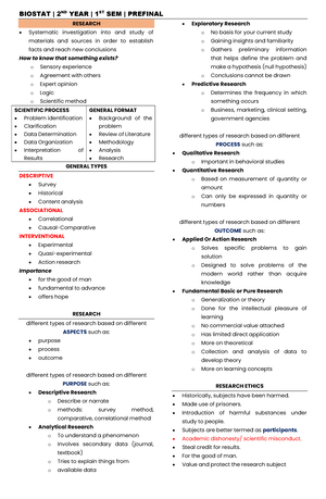 Biostatlec Prefinals-pt2 - BIOSTATISTICS AND EPIDEMIOLOGY BACHELOR OF ...