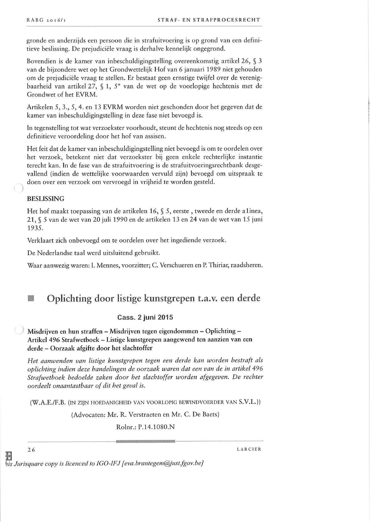 Cass. 2 Juni 2015 - Oefenmateriaal Arrest Hof Van Cassatie - Juridische ...