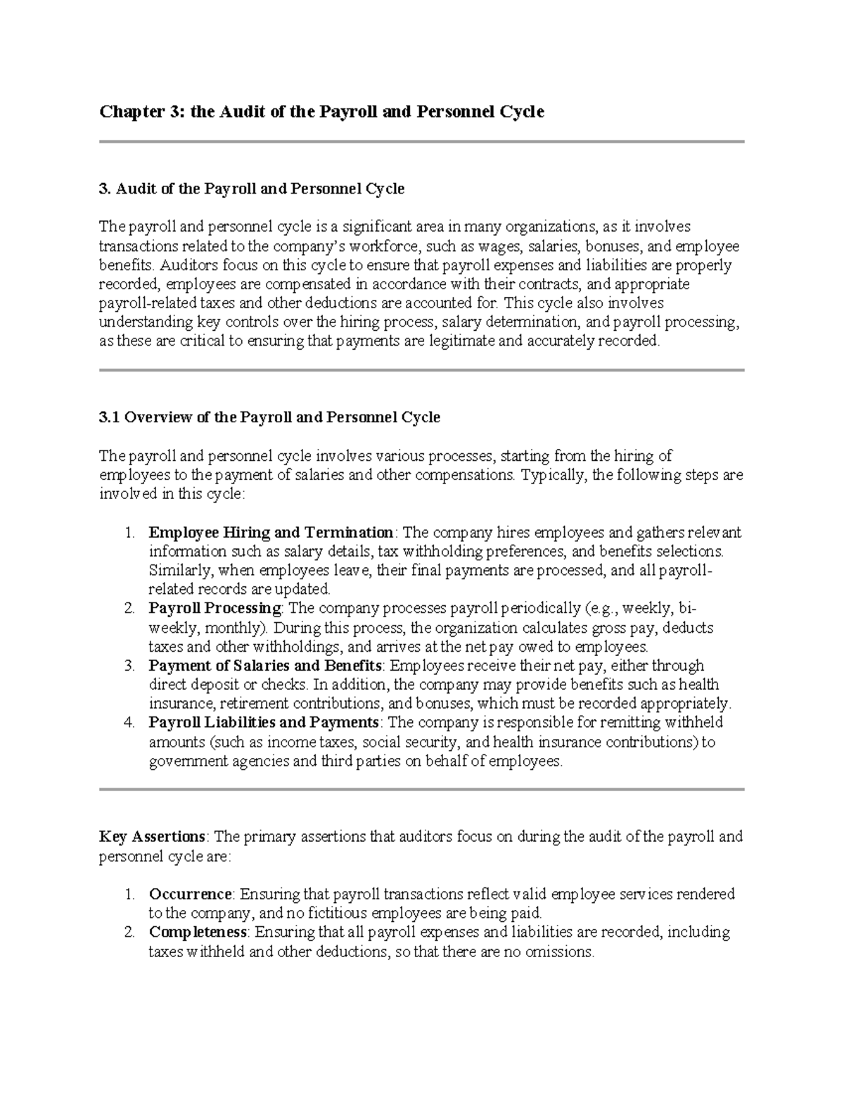 Chapter 3 - auidt I mtrl - Chapter 3: the Audit of the Payroll and ...