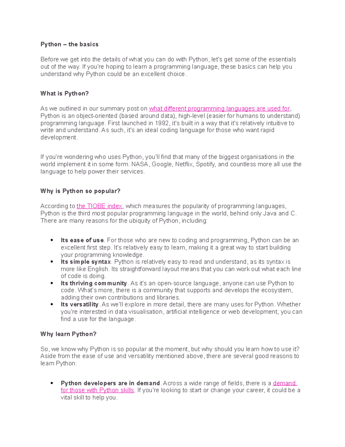 Python - Helpful - Python – the basics Before we get into the details ...