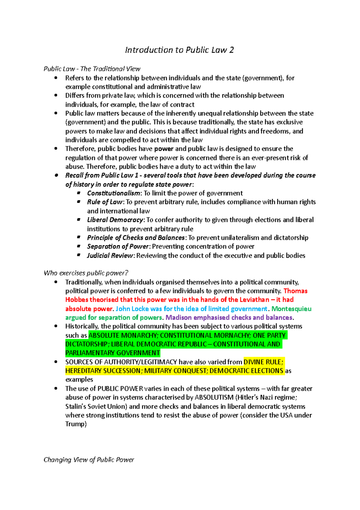 Introduction to Public Law 2 - This is because traditionally, the state ...