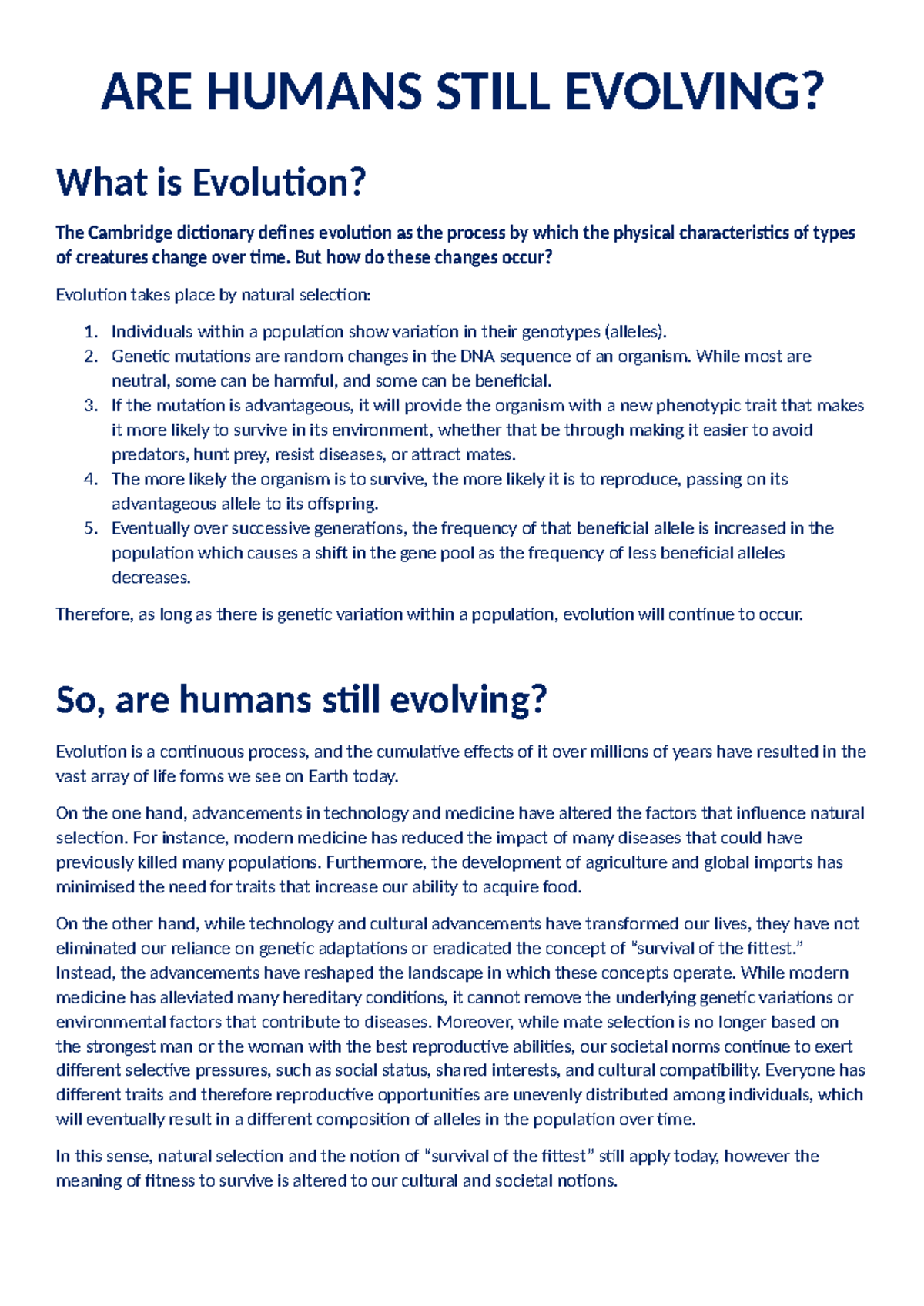 Humans Still Evolving Poster - ARE HUMANS STILL EVOLVING? What Is ...