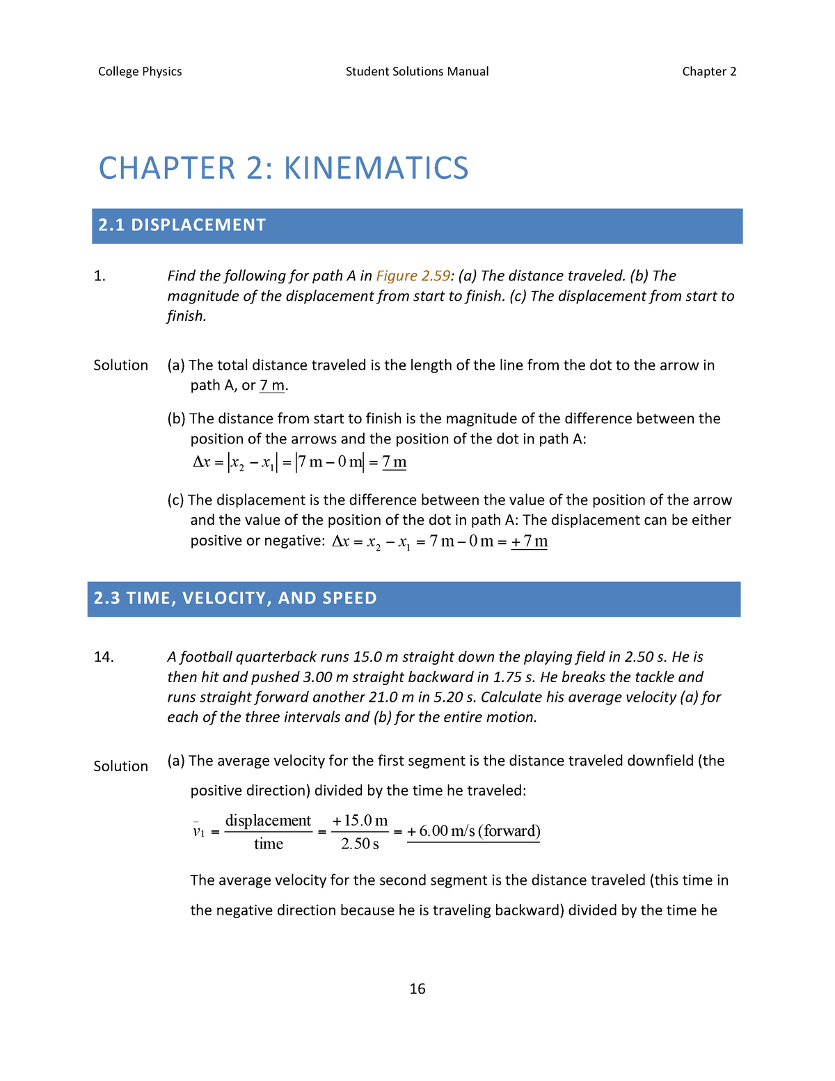 Physics Student Sm Ch 2 Kinematics - CHAPTER 2: KINEMATICS 2 ...