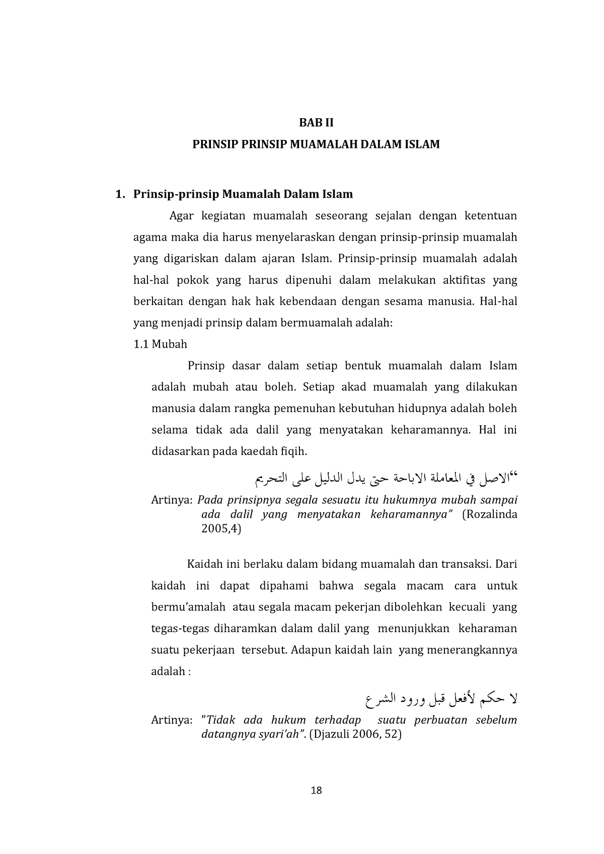 Hukum Islam Prinsip Prinsip Muamalah Dalam Islam - 18 BAB II PRINSIP ...