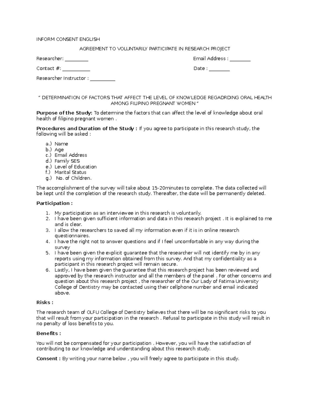 Inform-consent-Eng - sdvage - INFORM CONSENT ENGLISH AGREEMENT TO ...