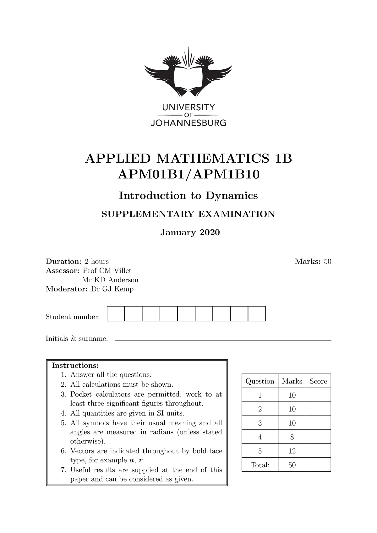 Uj 39108+ Source 1+ Source 1 - APPLIED MATHEMATICS 1B APM01B1/APM1B ...