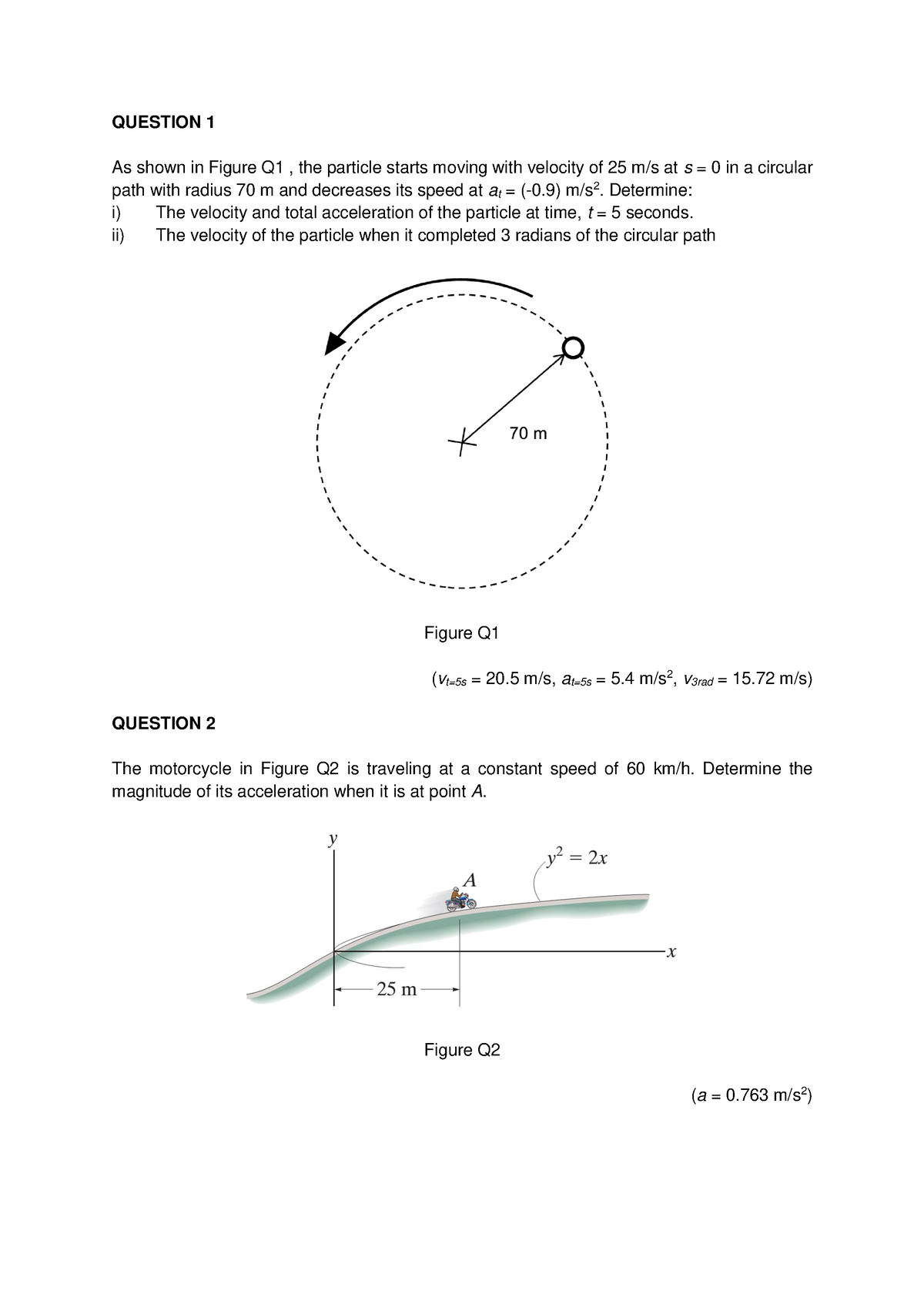 Chapter 2.3 - Normal-Tangential Component - QUESTION 1 As shown in ...