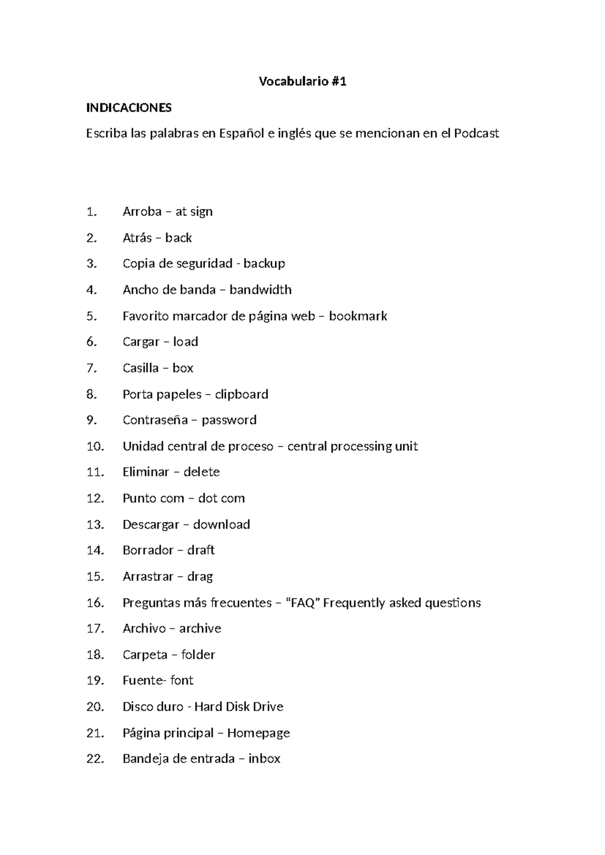 titulo 1 de ingles parcial 2 tema 4 cosas importantes para recalcar y ...