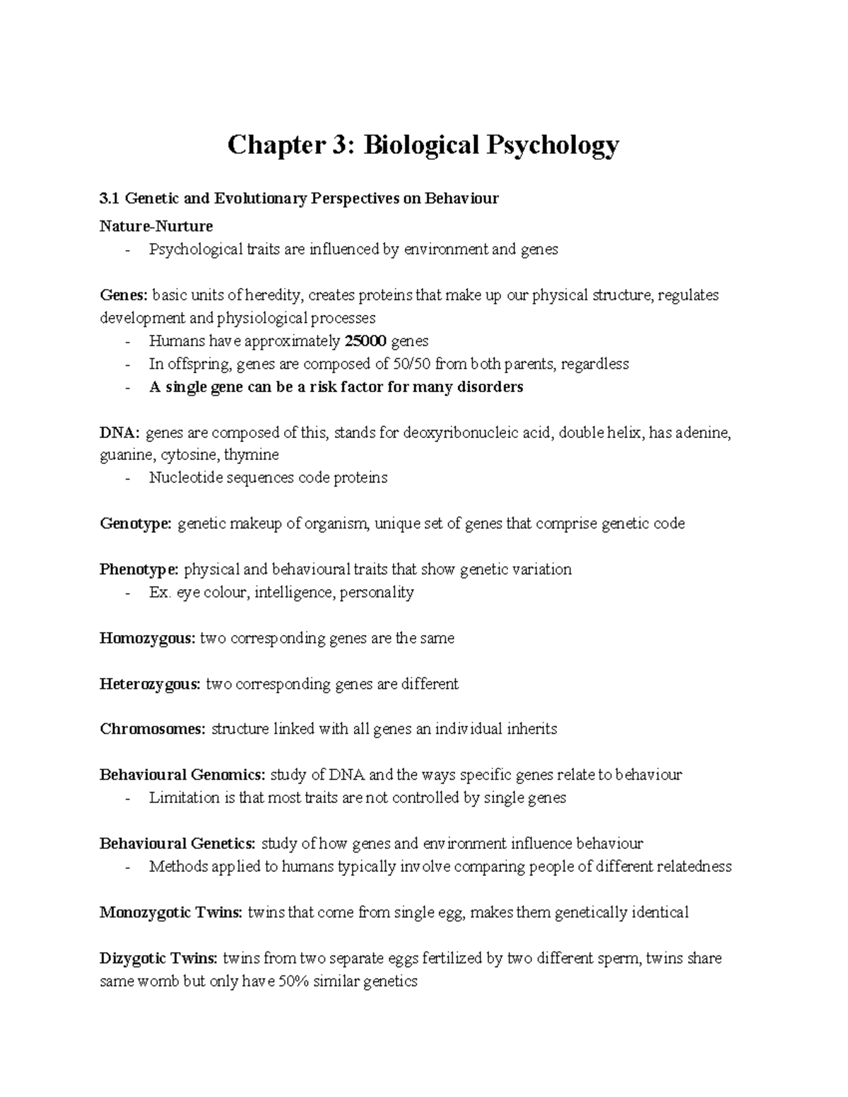 Chapter 3 Biological Psychology - Chapter 3: Biological Psychology 3 ...