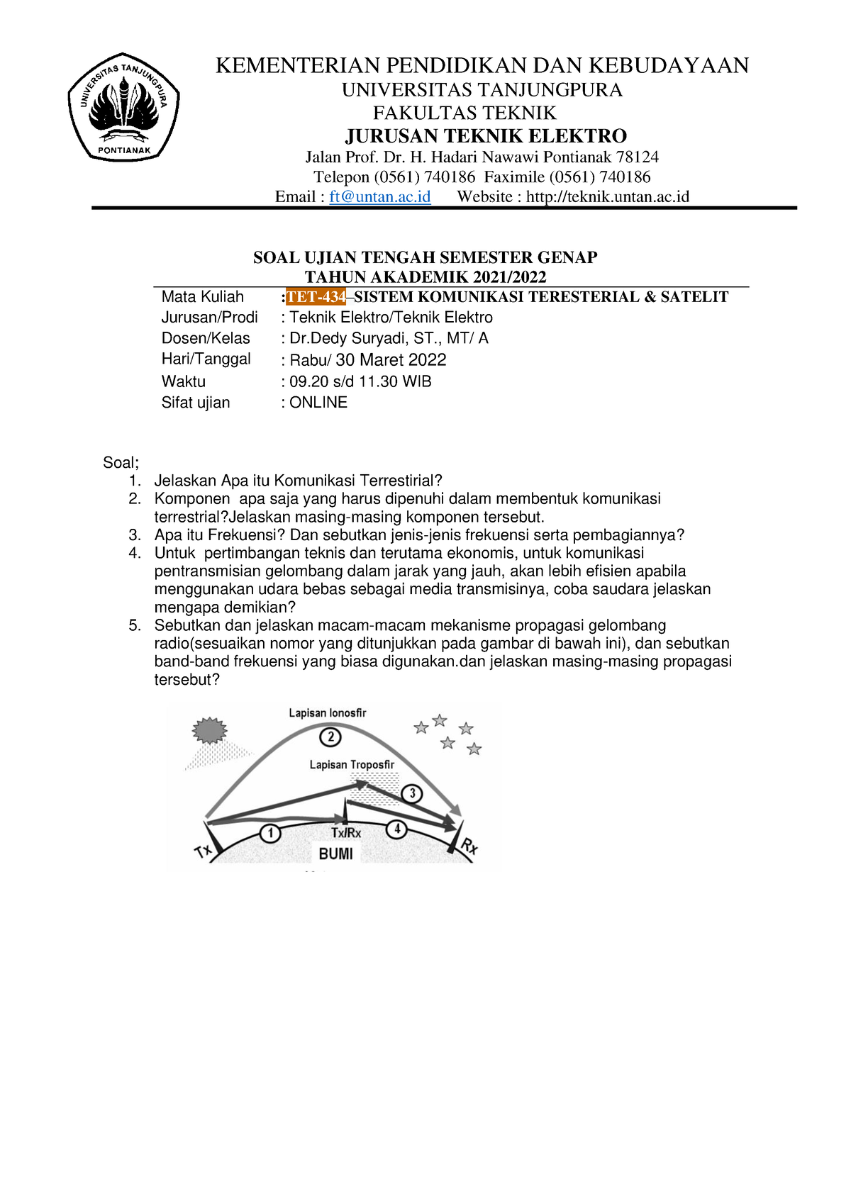 SOAL UTS Sistem Komunikasi Terestrial DAN Satelit - KEMENTERIAN ...