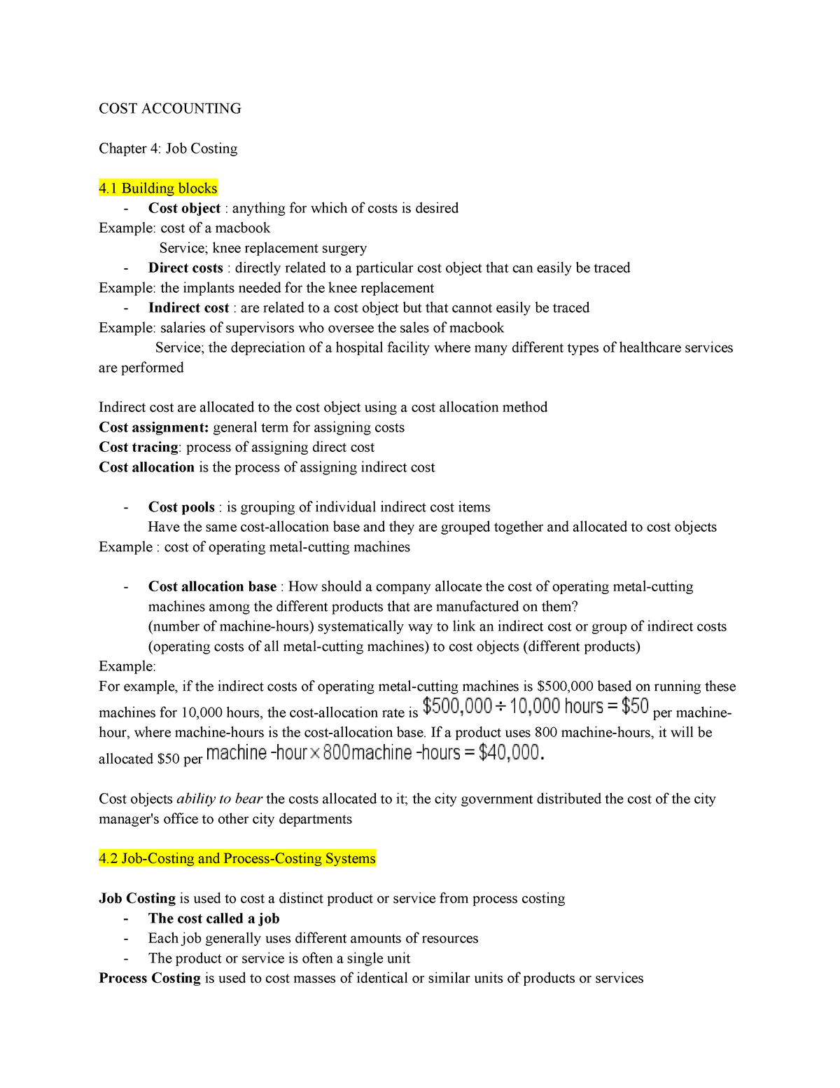 Ch 4 Job Costing (Notes) - COST ACCOUNTING Chapter 4: Job Costing 4 ...