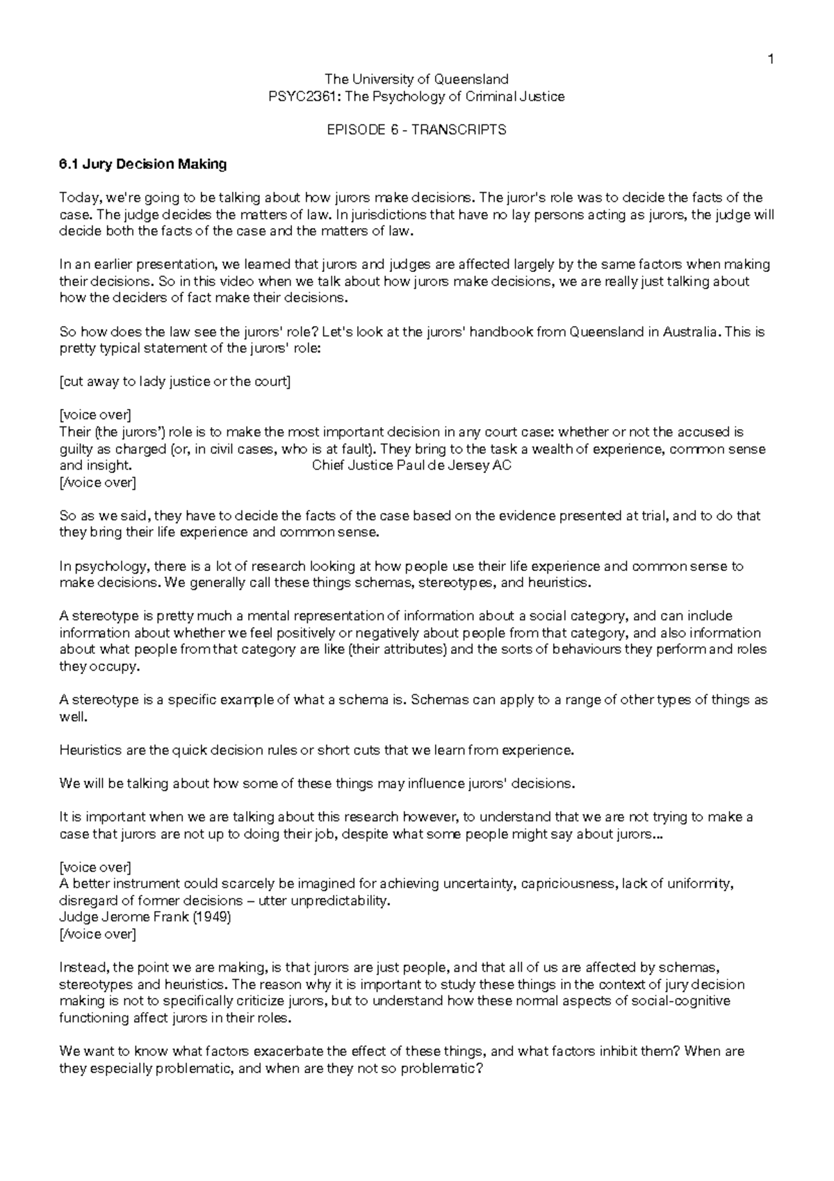 Episode 6 transcripts - transcript of lecture 6 - The University of ...