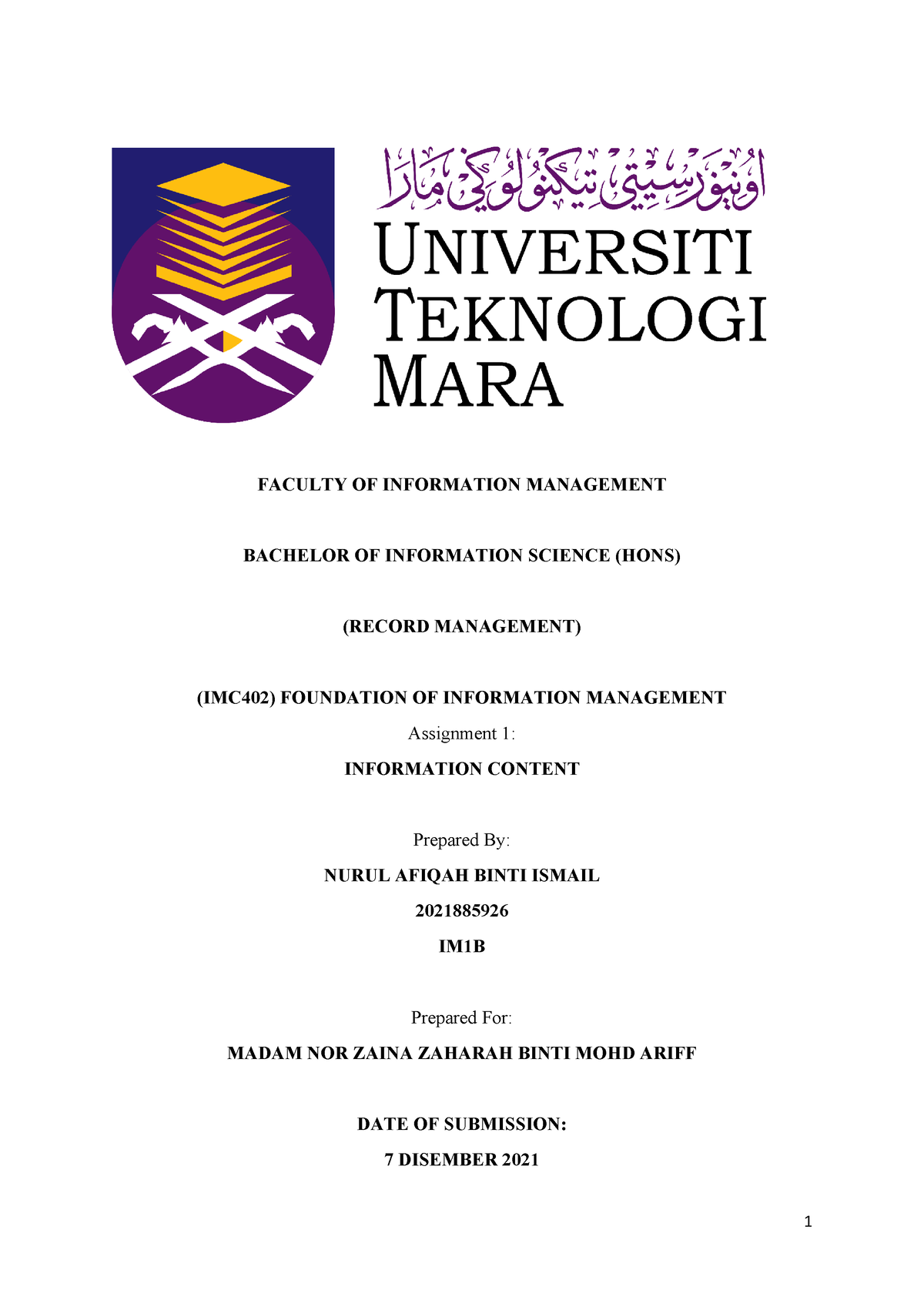 individual assignment imc402