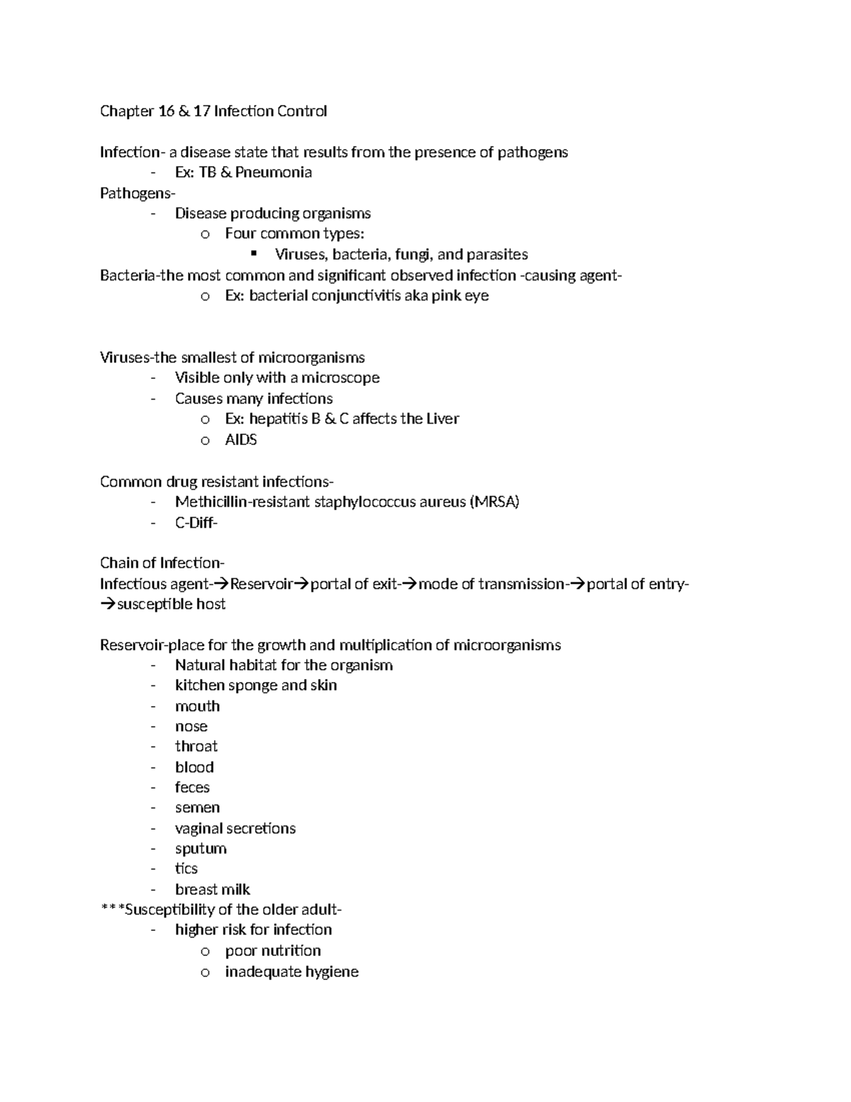 Chapter 16 17 infection Control - Chapter 16 & 17 Infection Control ...