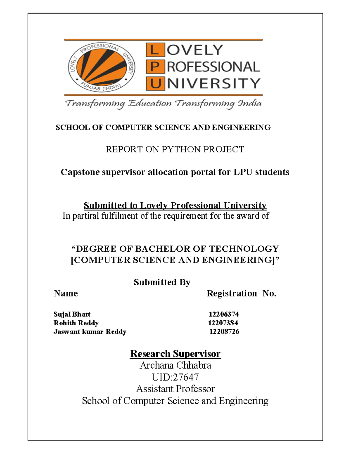 Project report - general - ####### SCHOOL OF COMPUTER SCIENCE AND ...