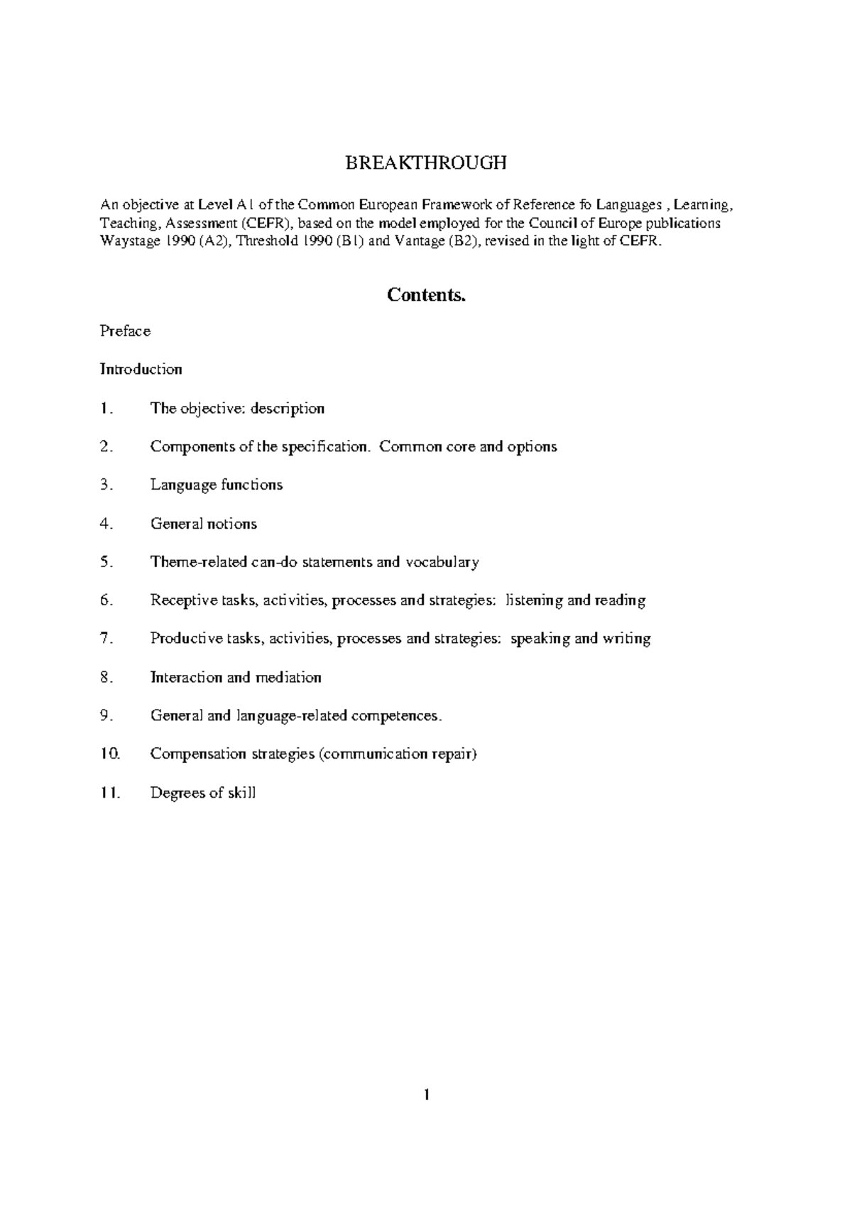 Breakthrough specification book online - BREAKTHROUGH An objective at ...