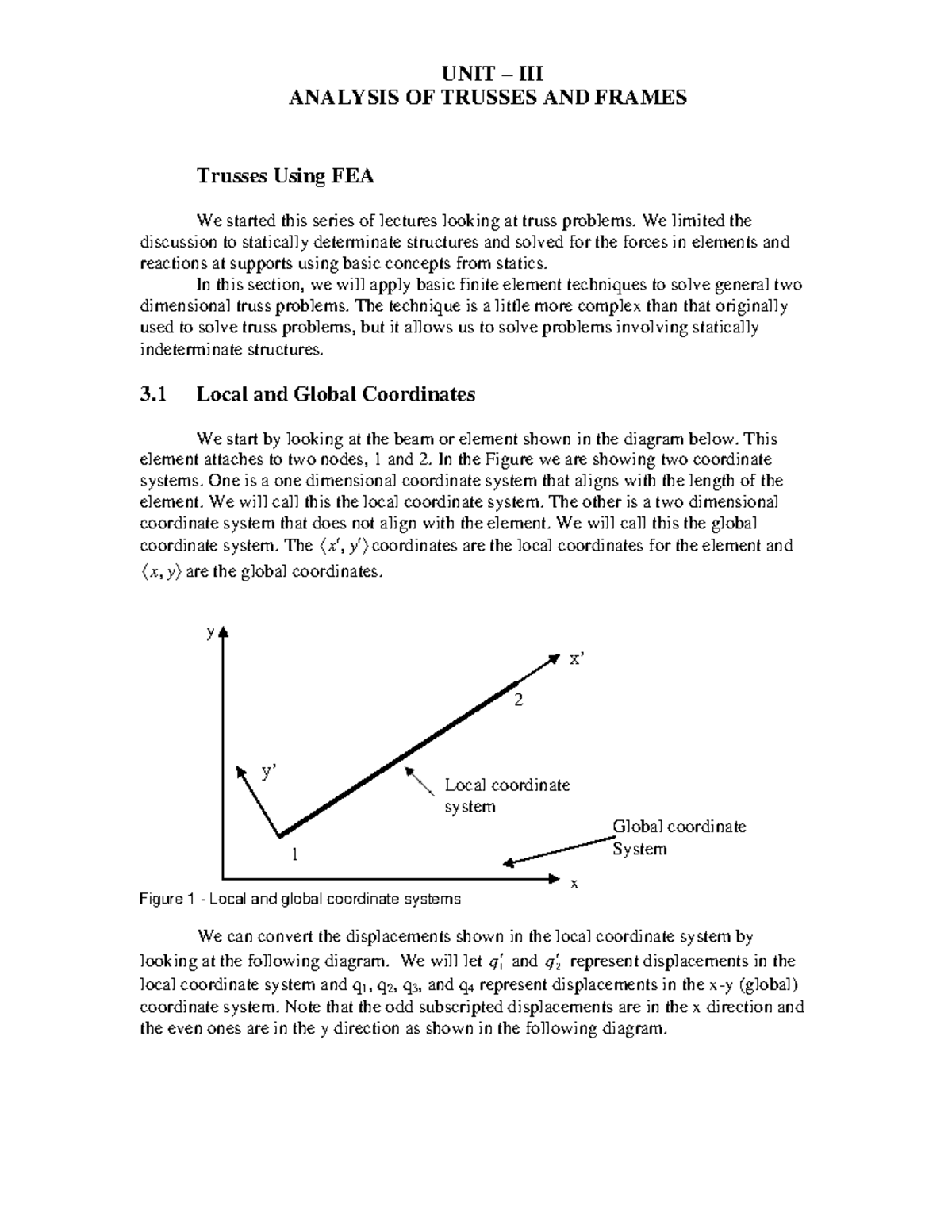 Analysis OF Trusses AND Frames notes - ####### y ####### x’ ####### 2 ...