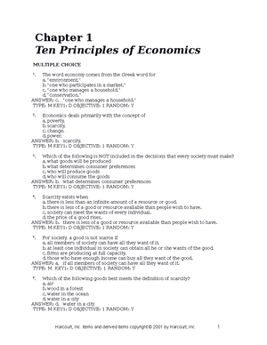 Chap1 - test bank - Chapter 1 Ten Principles of Economics MULTIPLE ...