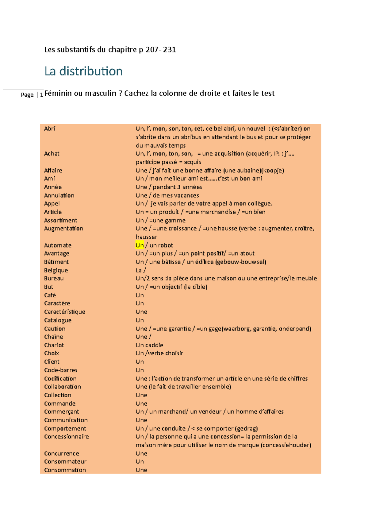 Résumé - complet - Les substantifs - Page | 1 Les substantifs du ...