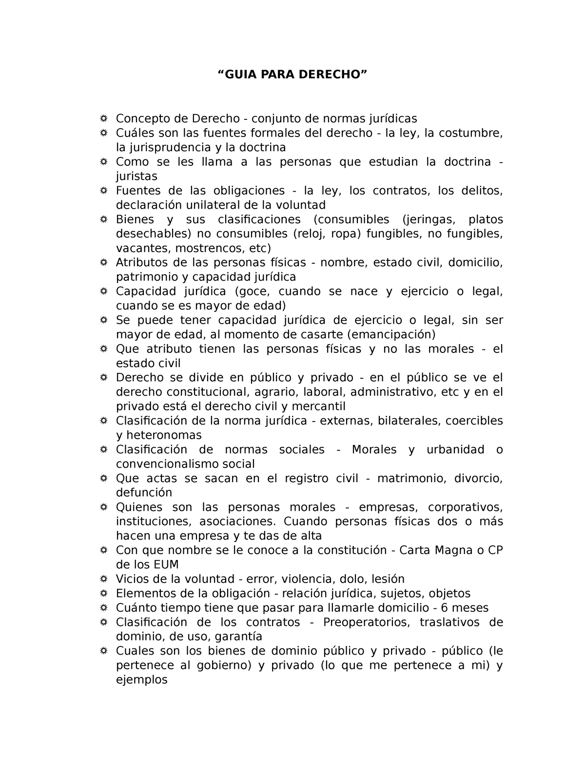 Guia Derecho Parcial - “GUIA PARA DERECHO” Concepto De Derecho ...