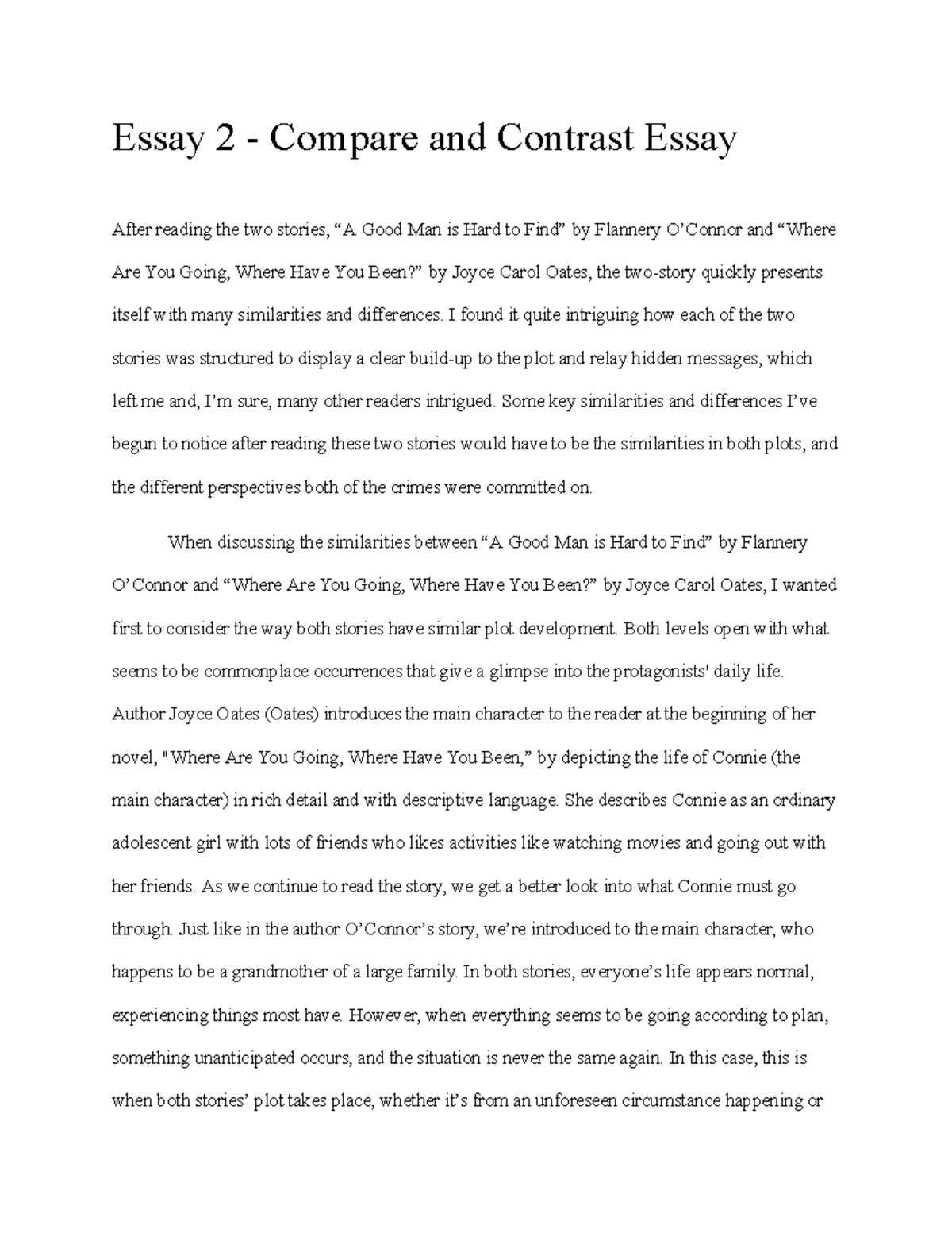 essay compare and contrast two cities